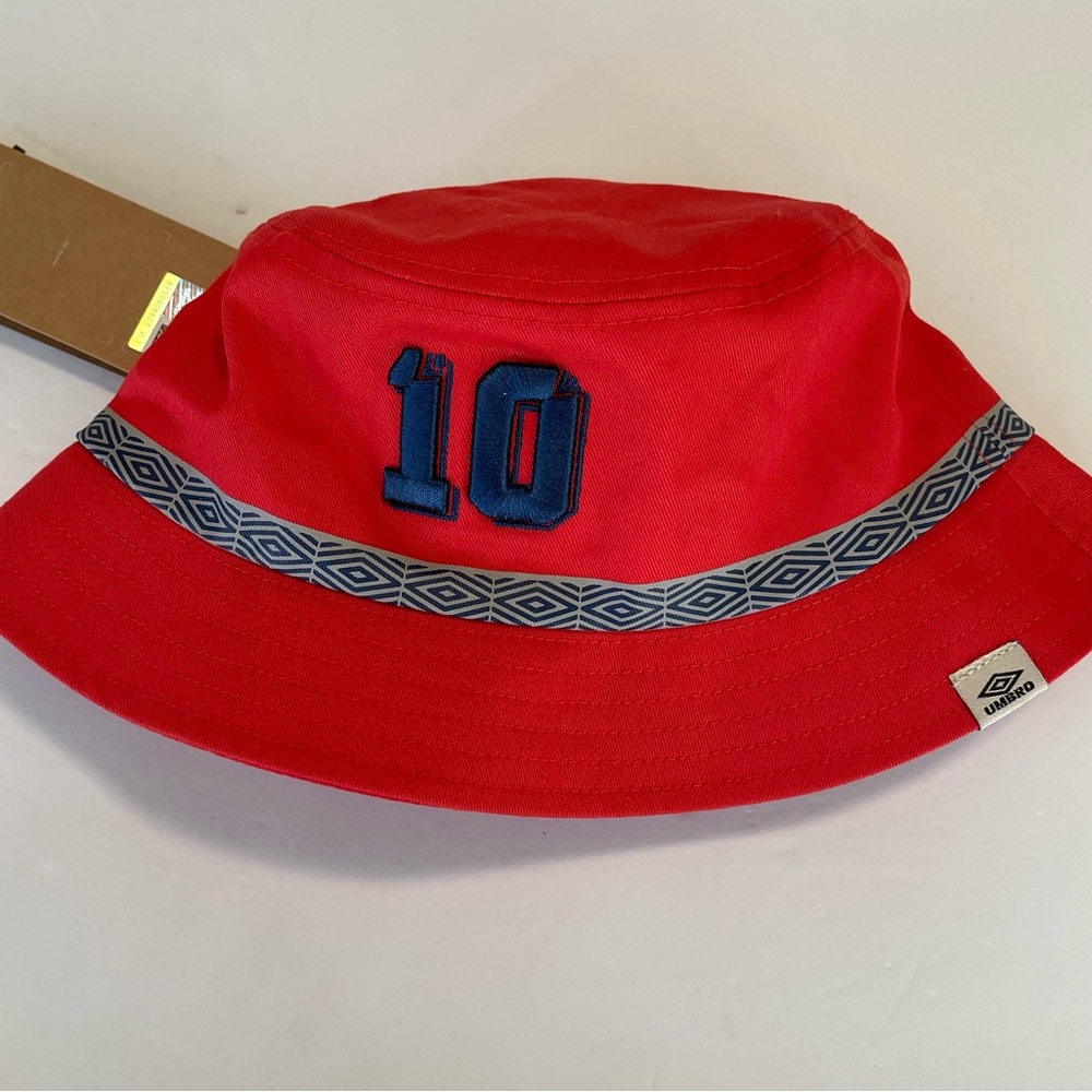 Umbro Bucket Hat Red Number 10 Embroidered NWT One Size 100% Cotton